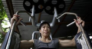In this Thursday, June 14, 2012 photo, Indian boxer and five-time world champion Mary Kom exercises at her residence in Langol Games village on the outskirts of Imphal, India. (AP Photo/Anupam Nath)
