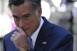 U.S. Republican presidential candidate Mitt Romney talks to the media in Downing Street after his meeting with British Prime Minister David Cameron in London, July 26, 2012. (REUTERS/Paul Hackett)