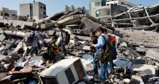 Palestinian school children walk in the rubble left days after an Israeli strike destroyed the Hamas interior ministry in gaza City, Monday, Nov. 26, 2012. (AP Photo/Adel Hana) Read more: http://dailystar.com.lb/2012/Nov-26/196165-hamas-israel-resume-talks-on-gaza-blockade.ashx#ixzz2G0tCX6iB (The Daily Star :: Lebanon News :: http://www.dailystar.com.lb)