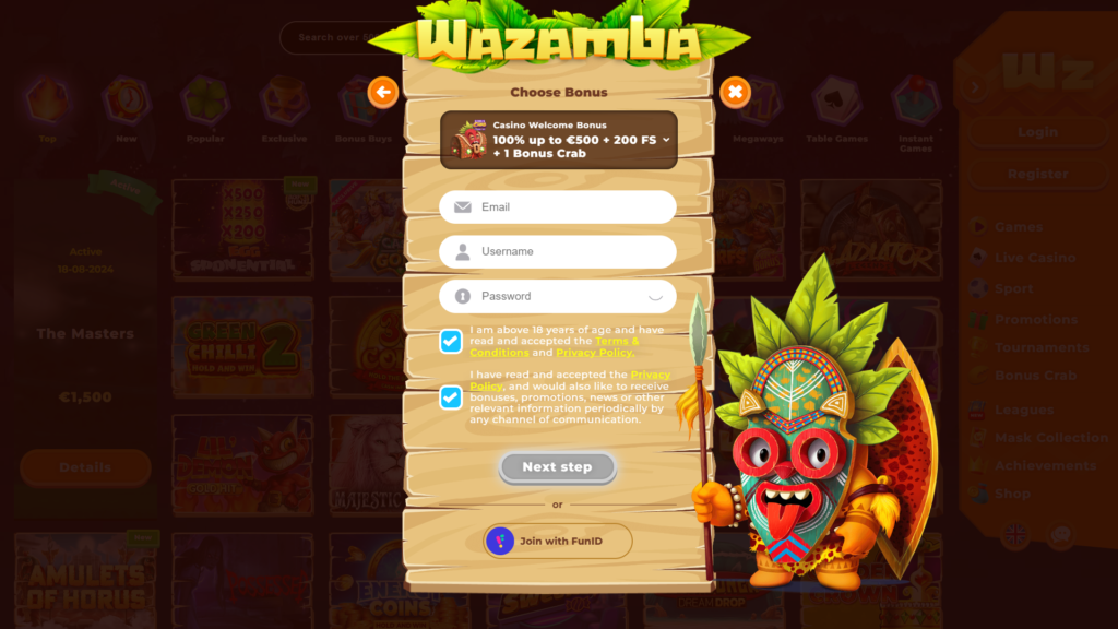 Registration Process in Wazamba