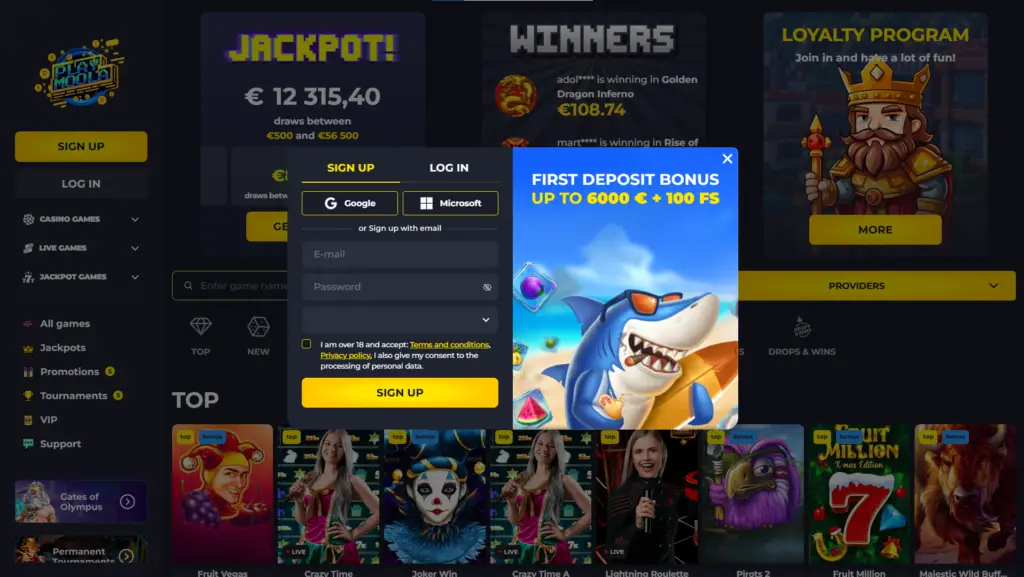 How to Register at Playmoola Casino