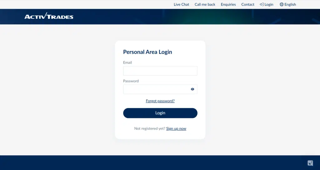ActivTrades Login Process