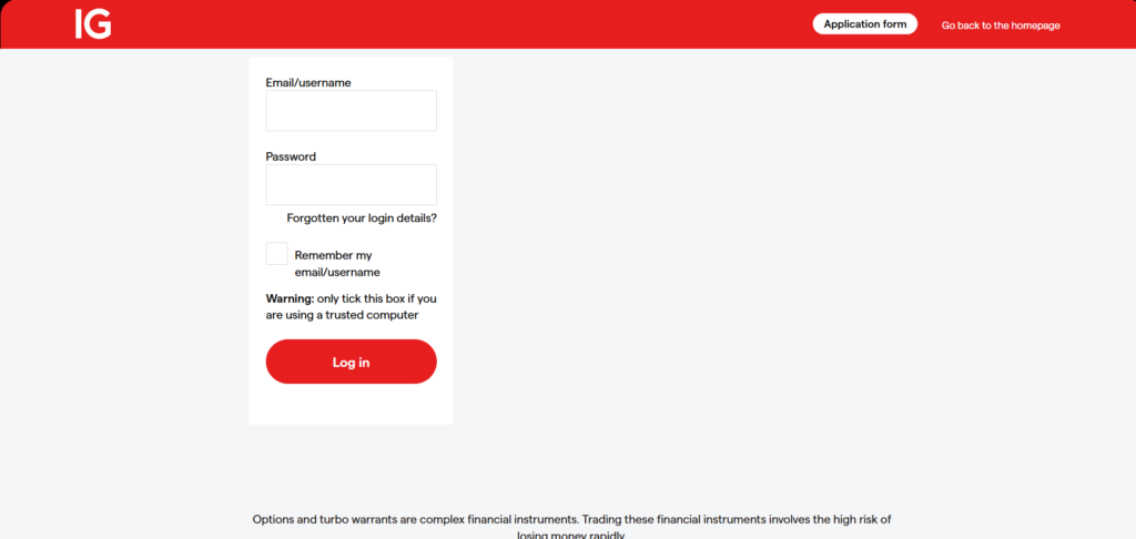 IG Group Login Process