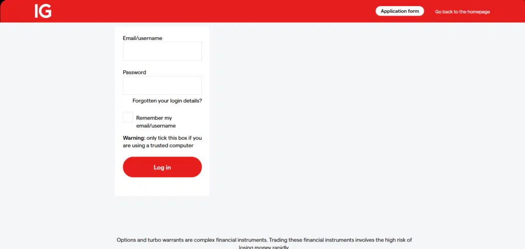 IG Group Login Process