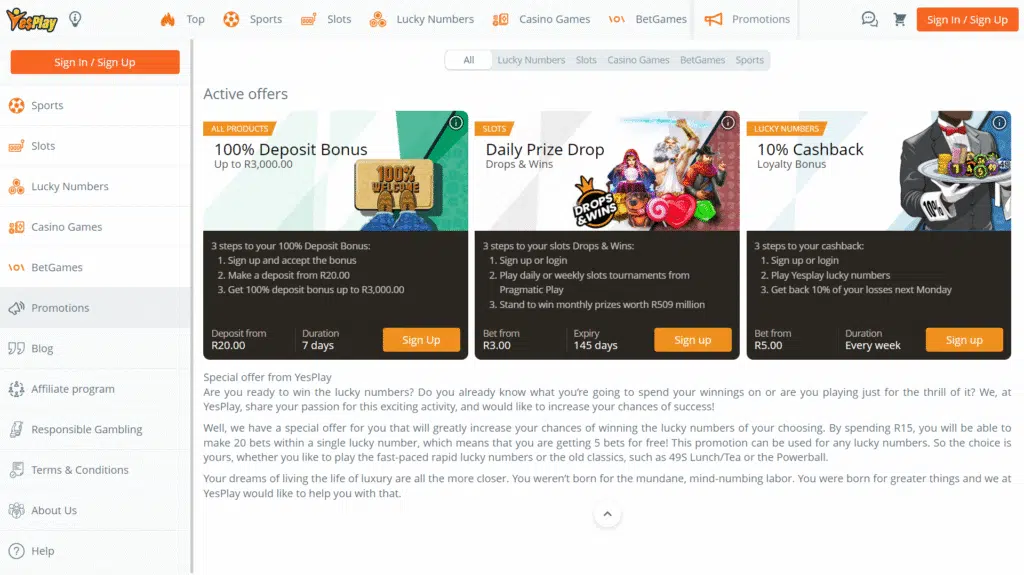 YesPlay South Africa Welcome Bonus Offered by YesPlay South Africa
