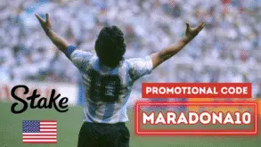 Promotional code MARADONA10 for Stake online casino in USA
