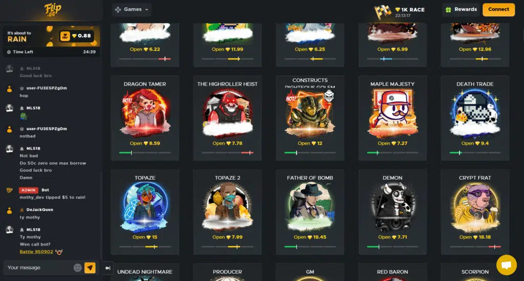 Overview of the slot games available in Flip.GG